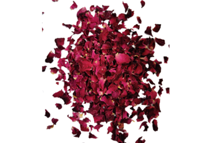 Dried red rose petals (Rosa spp.)
