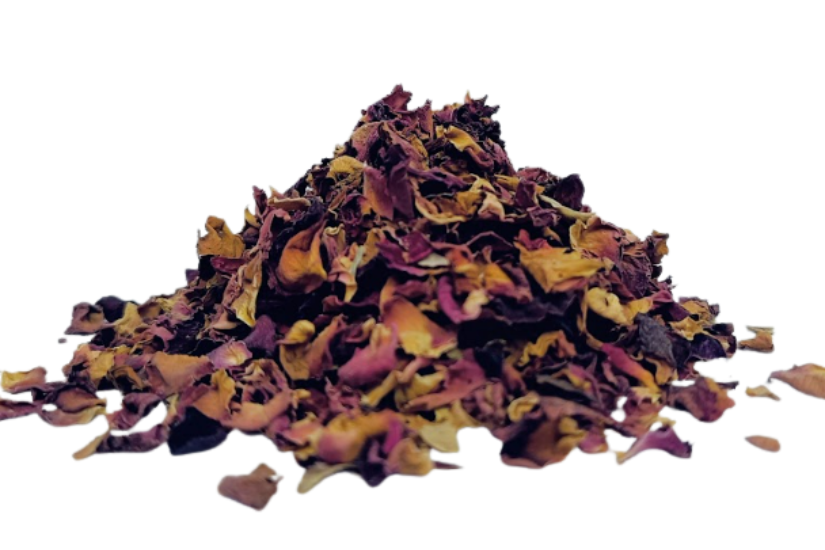 Dried red rose petals for natural skincare and rose water
